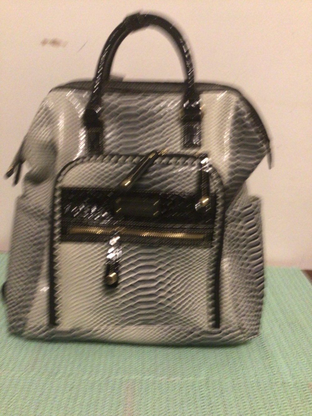 Samantha Brown black & white snake skin print pattern back pack ,school,travel